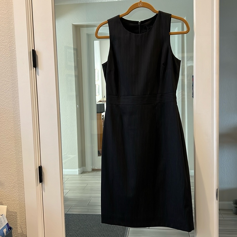 J. Crew Black Pinstripe Sleeveless Sheath Dress